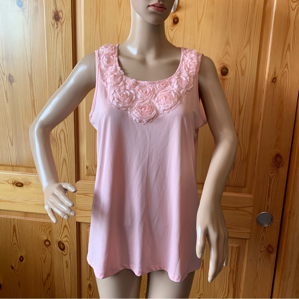 Vintage Y2k Russell Kemp Pink Rosettes Top Size M Coquette Girl Faux Pearls